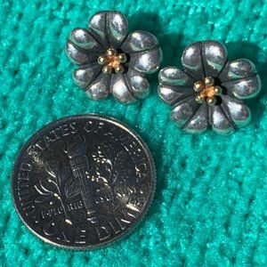 James Avery Flower Post Earrings SS & 18k gold